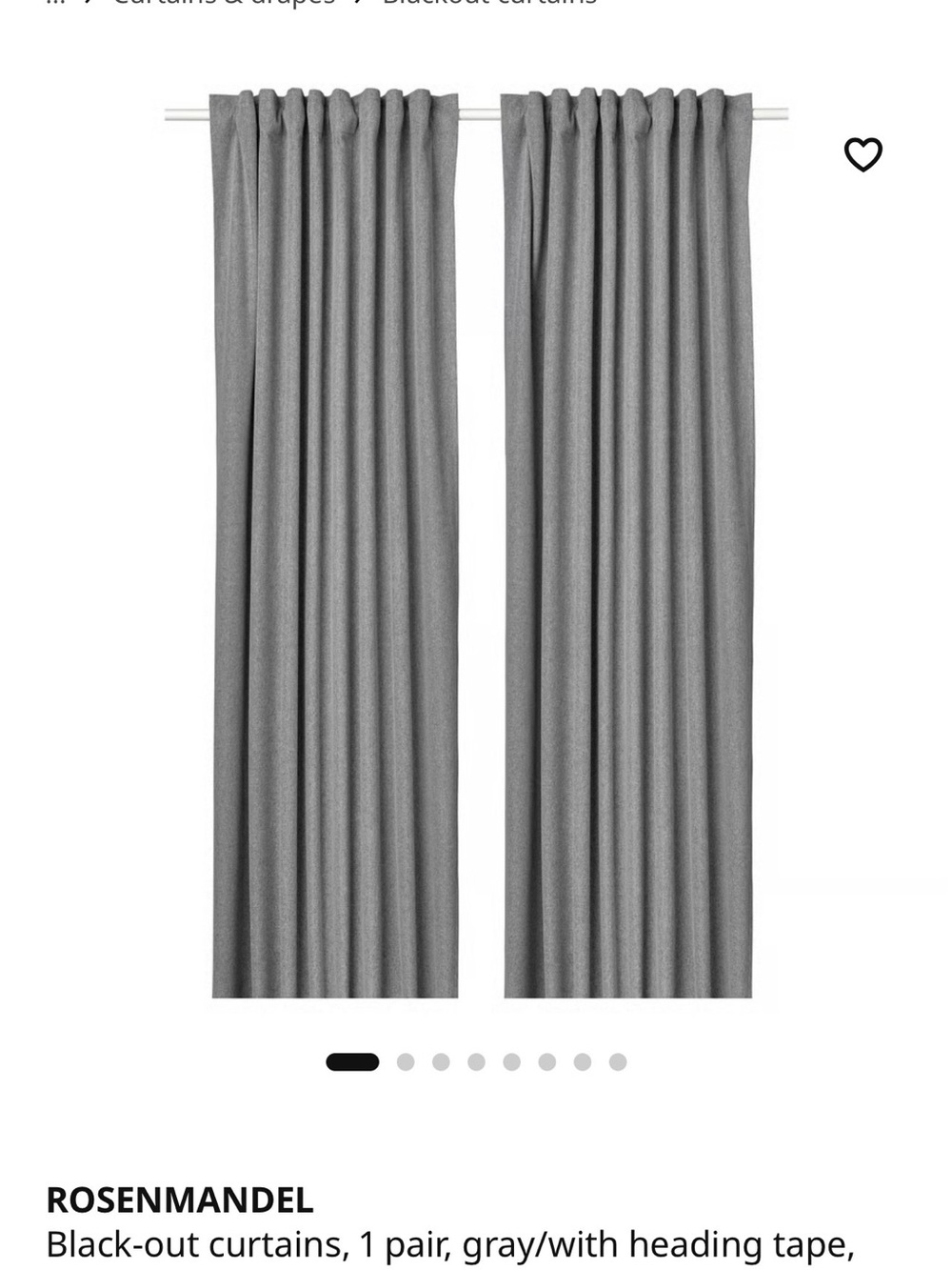 Gray Blackout Curtains - 1 Pair